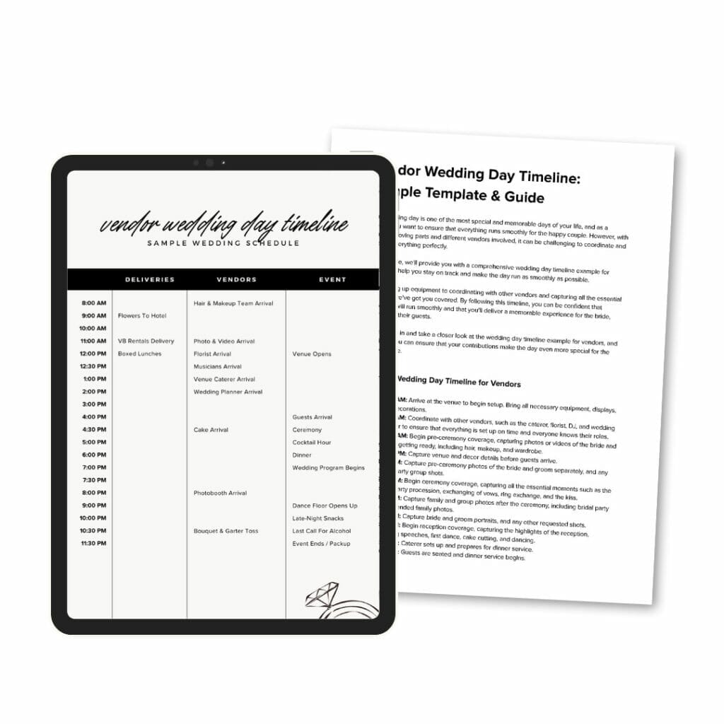 Vendor Wedding Day Timeline Template &Amp; Guide