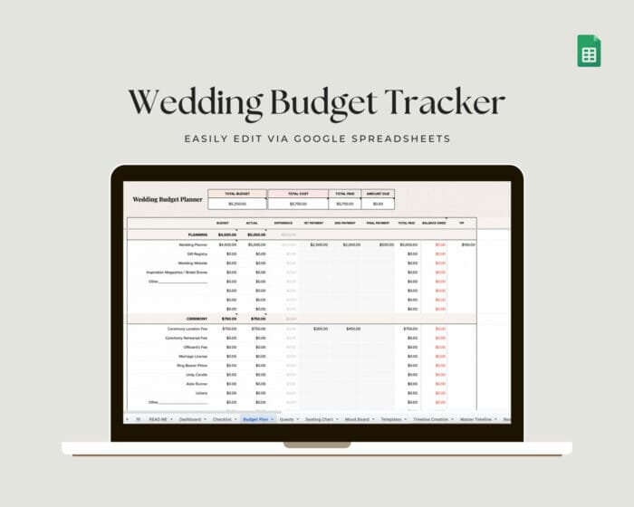 Wedding Budget Planner And Tracker