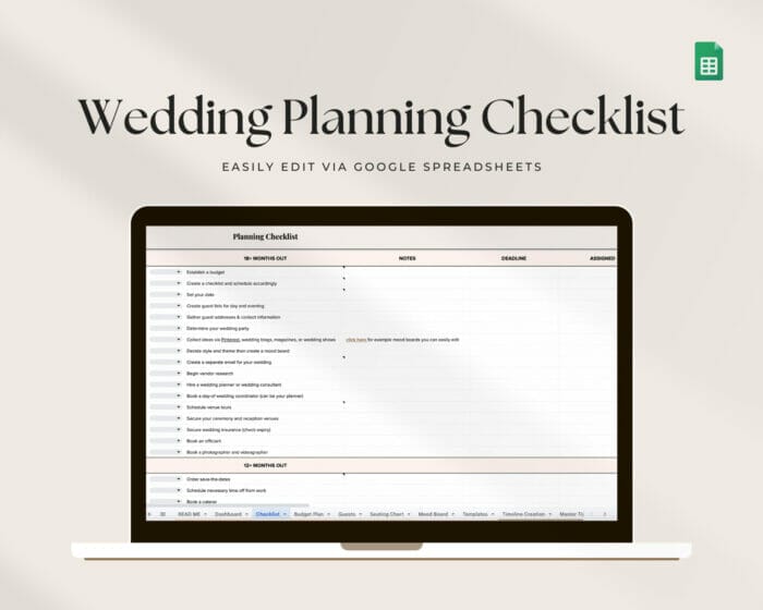 Wedding Monthly Planning Checklist