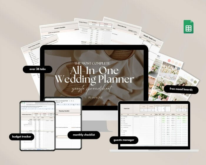All In One Wedding Planning Spreadsheet