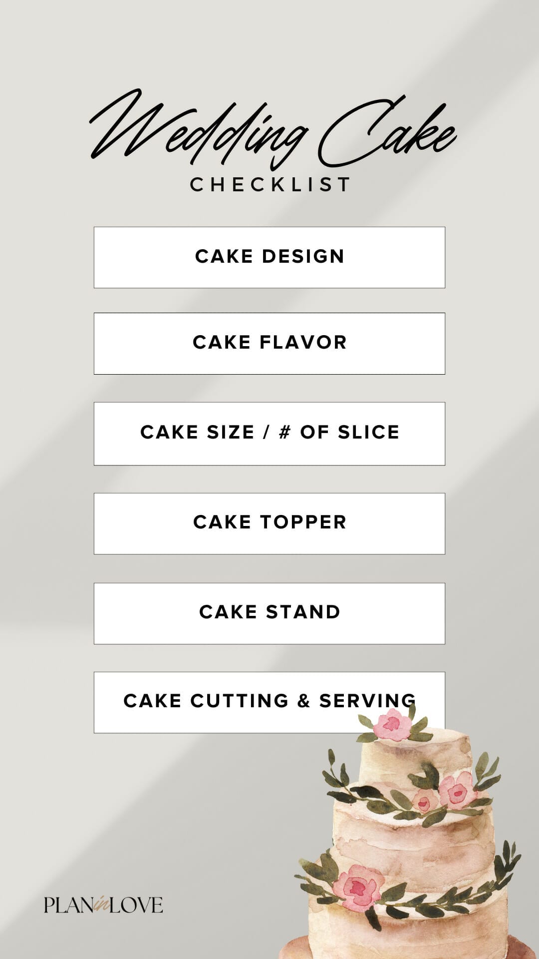 Cake Checklist