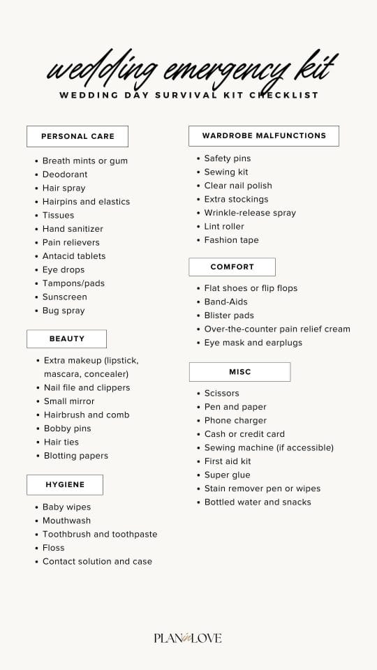 Wedding Emergency Kit Checklist
