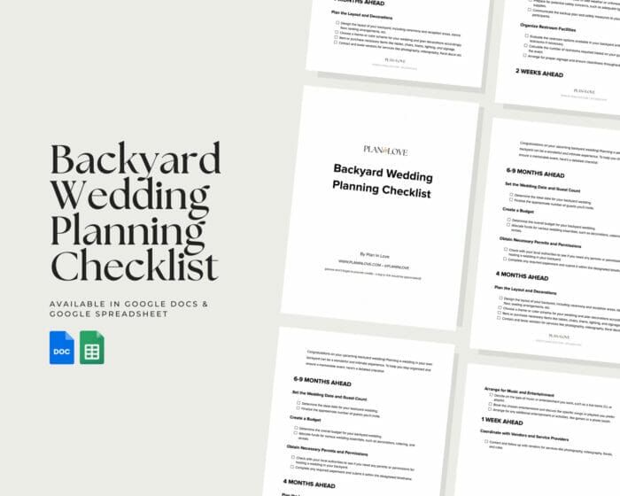 Backyard Wedding Planning Checklist
