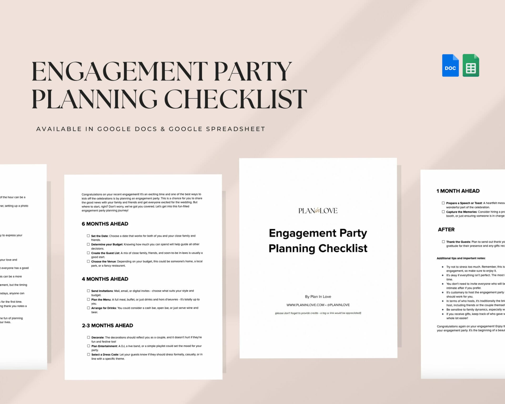Free Engagement Party Planning Checklist Docs & Spreadsheets Plan