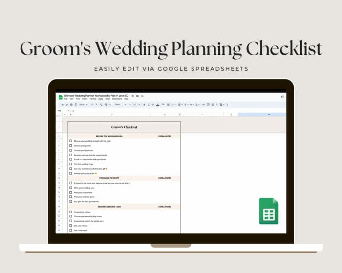 Groom Wedding Planning Checklist Spreadsheet