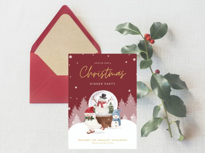 Traditional Deluxe Christmas Card With Snowman