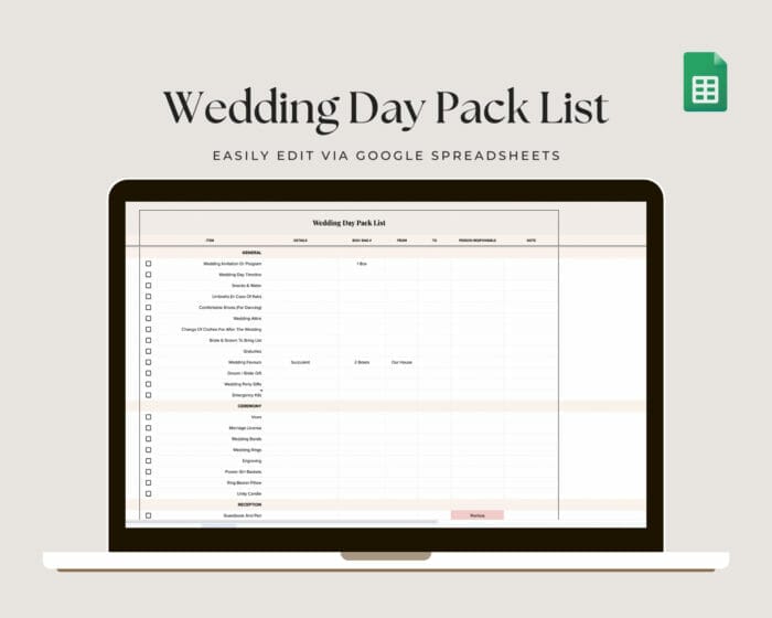 Wedding Day Pack List 1