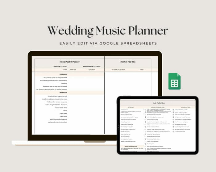 Wedding Music Playlist Planner Spreadsheet