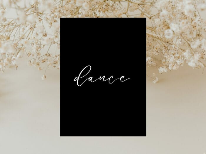 White On Black Wedding Dance Card Stationery