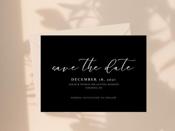 White On Black Wedding Save The Date 2