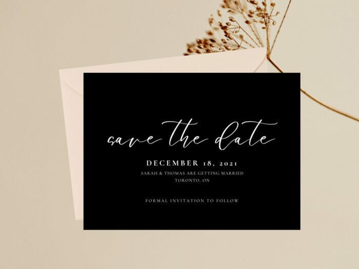 White On Black Wedding Save The Date 3