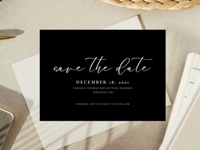 White On Black Wedding Save The Date