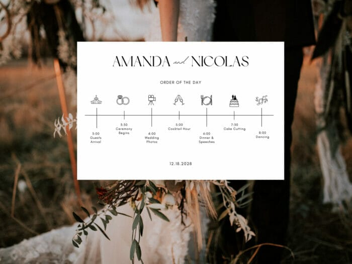 Modern Luxe Wedding Day Timeline Sign 2